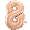 Balon foliowy różowo złote Cyfra 8, 36"- 92 cm / 1 szt