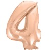 Balon foliowy różowo złote Cyfra 4, 36"- 92 cm / 1 szt