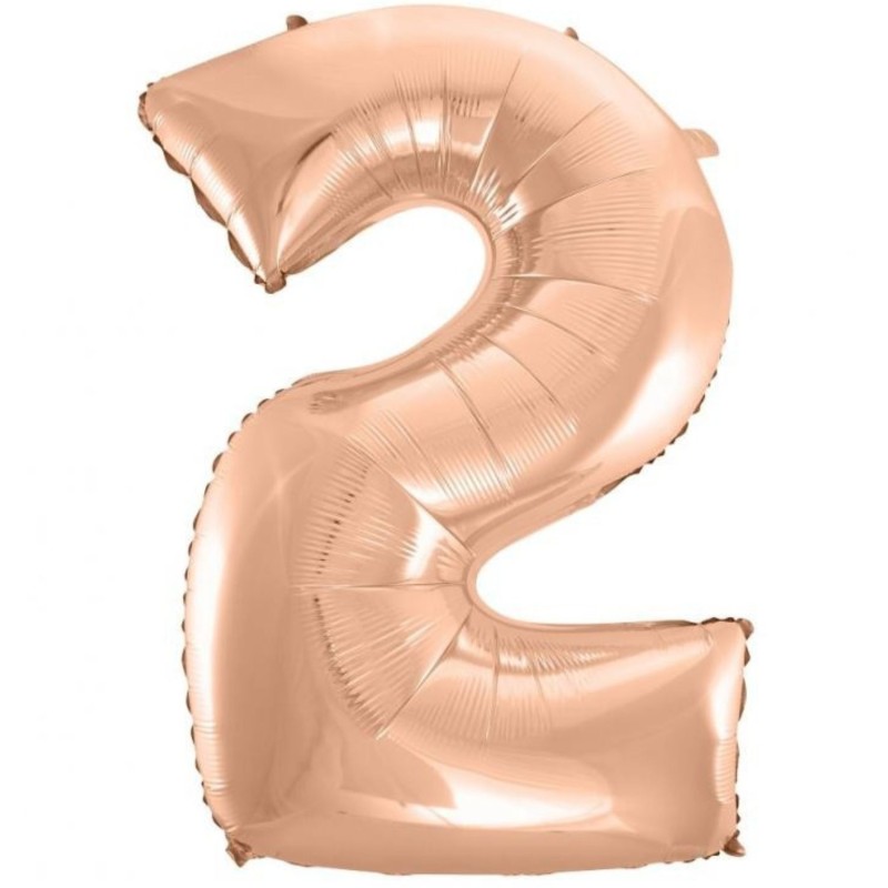 Balon foliowy różowo złote Cyfra 2, 36"- 92 cm / 1 szt