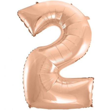 Balon foliowy różowo złote Cyfra 2, 36"- 92 cm / 1 szt