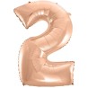 Balon foliowy różowo złote Cyfra 2, 36"- 92 cm / 1 szt