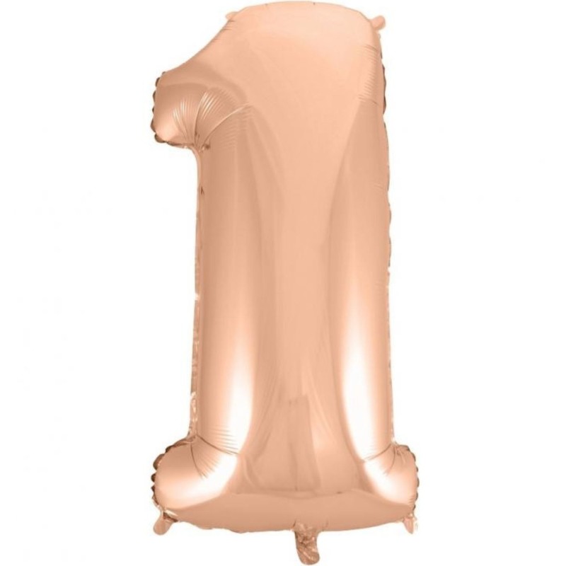 Balon foliowy różowo złote Cyfra 1, 36"- 92 cm / 1 szt