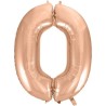 Balon foliowy różowo złote Cyfra 0, 36"- 92 cm / 1 szt