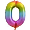 Balon foliowy kolorowy Cyfra 0, tęczowa, 33,5" - 85 cm / 1 szt