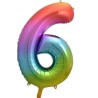 Balon foliowy kolorowy Cyfra 6, tęczowa, 33,5" - 85 cm / 1 szt