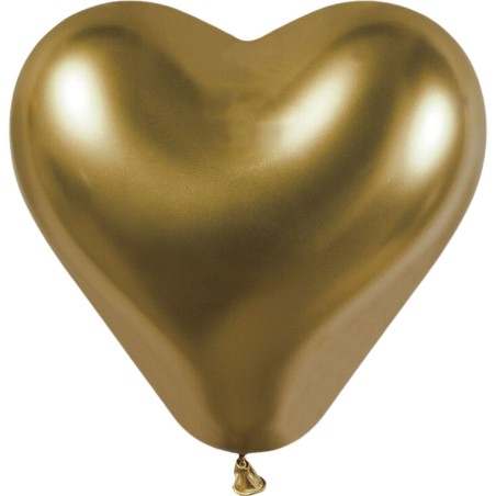 Lateksowe złote balony w kształcie serca, 12" - 30 cm. 25 szt.