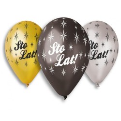 Lateksowe Balony Premium Hel Sto Lat, metaliczne, 13 cali/ 6 szt.