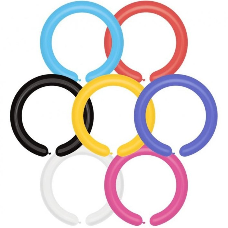 Lateksowe kolorowe balony rurki mix, 1" - 2,5 cm. 100 szt.