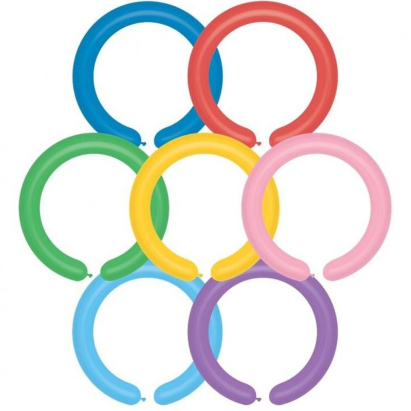 Lateksowe kolorowe balony rurki mix, 1" - 2,5 cm. 100 szt.