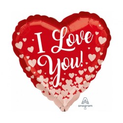 Czerwony Balon foliowy w kształcie serca 18'' HRT - Rose Gold Hearts, zapakowany