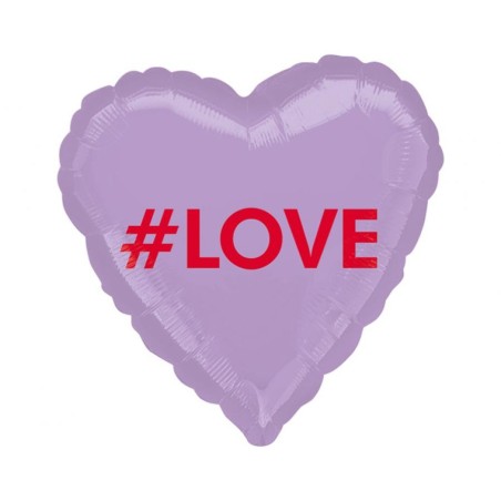 Fioletowy w kształcie serca Balon foliowy 18" HRT " LOVE", zapakowany