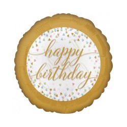 Foliowe Balony kolorowe z napisem "Happy Birthday"(Confetti). 18"- 46 cm / 1 szt.