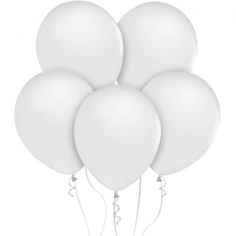 Lateksowe białe balony metalik 12" - 30 cm. 10 szt.