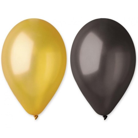 Lateksowe czarno/złote balony metalic GM90 10" - 26 cm. 50 szt.