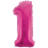 Foliowe różowe balony "cyfra 1", 14" - 35 cm. 1 szt.