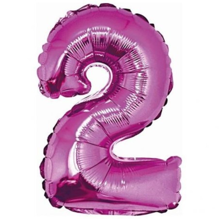 Foliowe różowe balony "cyfra 2", 14" - 35 cm. 1 szt.