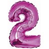 Foliowe różowe balony "cyfra 2", 14" - 35 cm. 1 szt.
