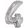 Foliowe srebrne balony "cyfra 4", 14" - 35 cm. 1 szt.