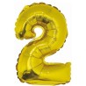Foliowe złote balony "cyfra 2", 14" - 35 cm. 1 szt.