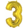Foliowe złote balony "cyfra 3", 14" - 35 cm. 1 szt.