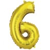 Foliowe złote balony "cyfra 6", 14" - 35 cm. 1 szt.