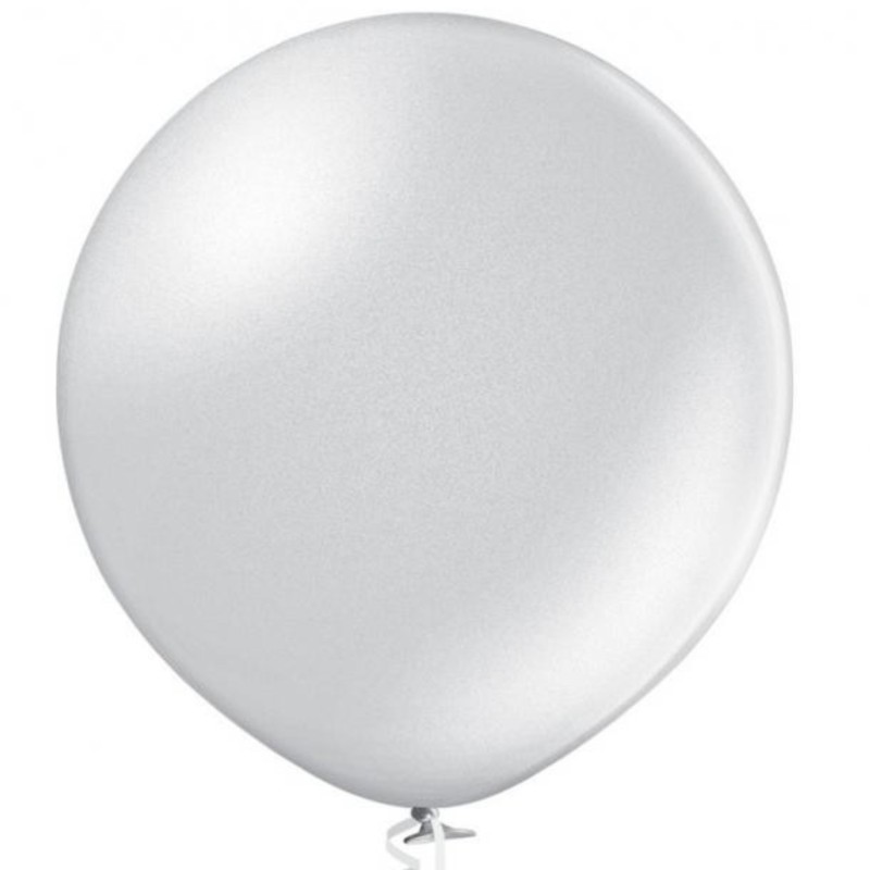 Lateksowy srebrny Balon B250 Metallic 1 szt. - okrągły 24" - 61 cm. 1 szt.