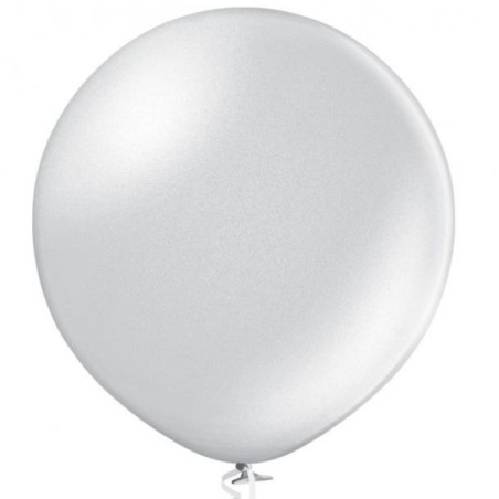 Lateksowy srebrny Balon B250 Metallic 1 szt. - okrągły 24" - 61 cm. 1 szt.