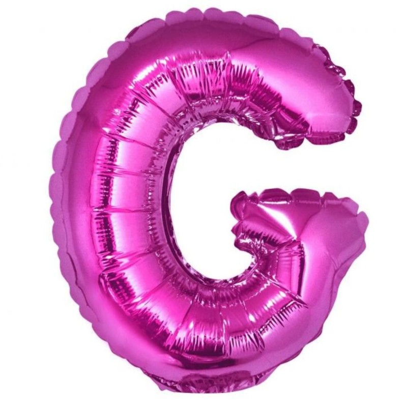 Balon foliowy różowy Litera G, 14"- 35 cm /1szt