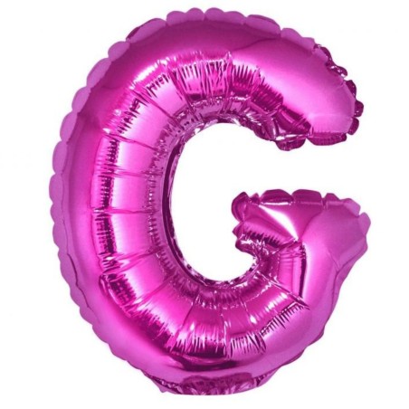 Balon foliowy różowy Litera G, 14"- 35 cm /1szt