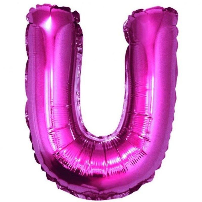 Balon foliowy różowy "Litera U", 14"- 35 cm /1szt