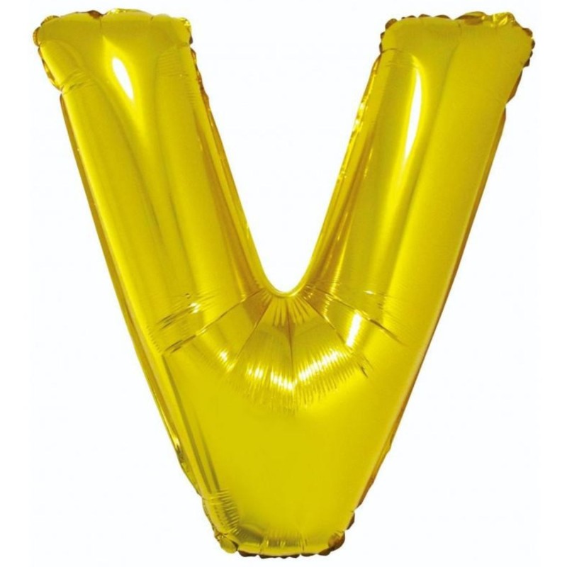 Balon foliowy złoty "Litera V", 35"- 89 cm /1szt