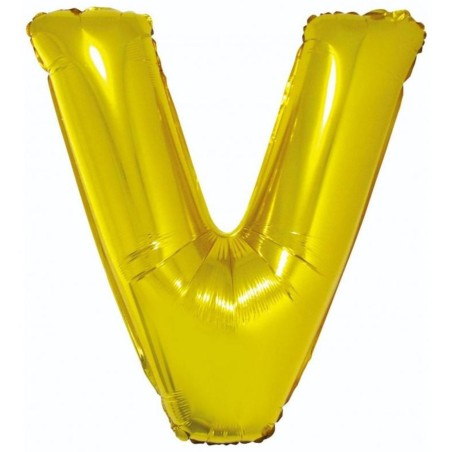 Balon foliowy złoty "Litera V", 35"- 89 cm /1szt