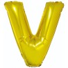 Balon foliowy złoty "Litera V", 35"- 89 cm /1szt