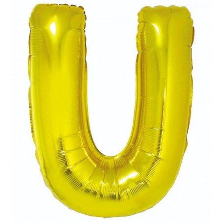 Balon foliowy złoty "Litera U", 35"- 89 cm /1szt