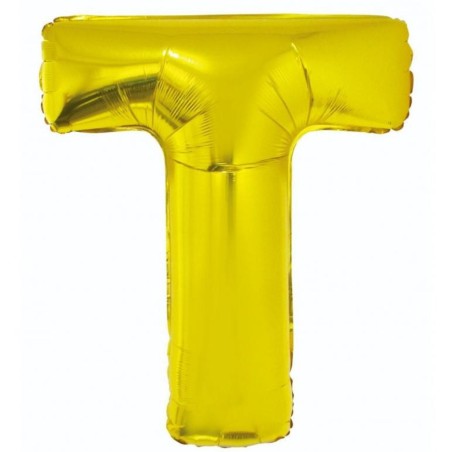 Balon foliowy złoty "Litera T", 35"- 89 cm /1szt