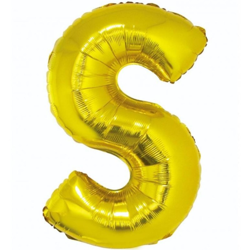 Balon foliowy złoty "Litera S", 35"- 89 cm /1szt