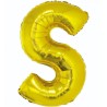 Balon foliowy złoty "Litera S", 35"- 89 cm /1szt