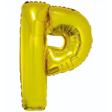 Balon foliowy złoty "Litera P", 35"- 89 cm /1szt