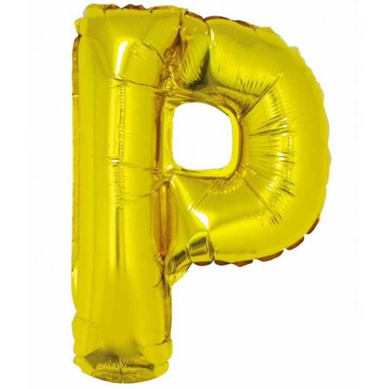 Balon foliowy złoty "Litera P", 14"- 35 cm /1szt