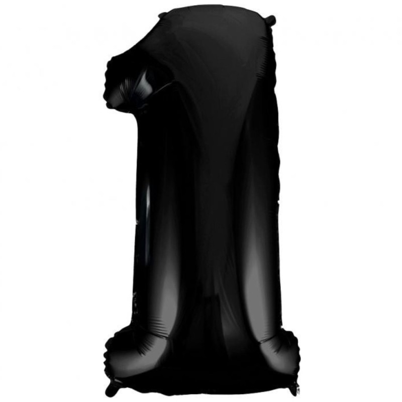 Balon foliowy czarna "cyfra 1", 36"- 92 cm /1szt