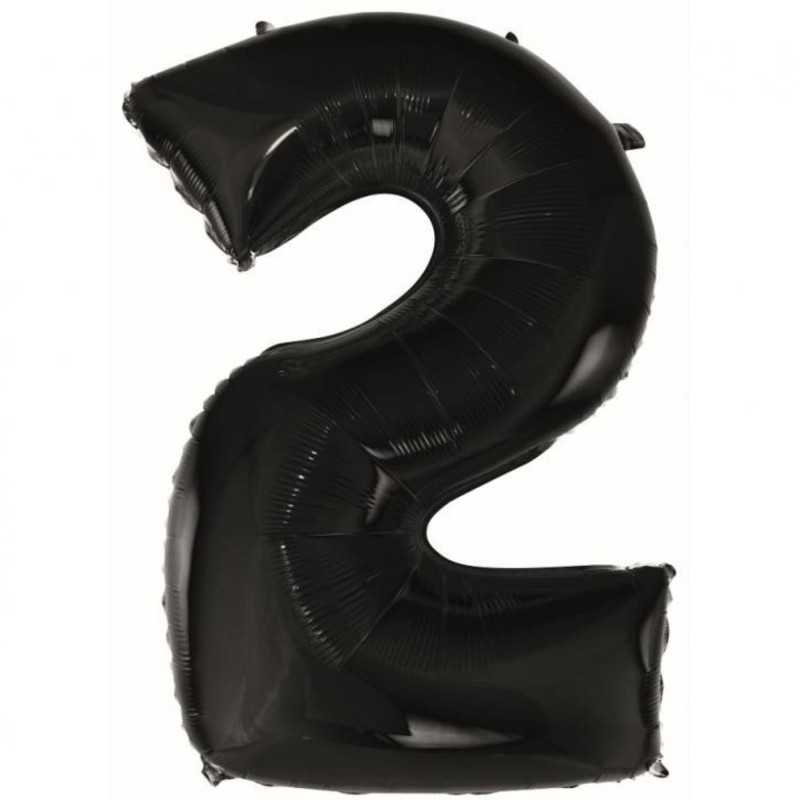 Balon foliowy czarna "cyfra 2", 36"- 92 cm /1szt