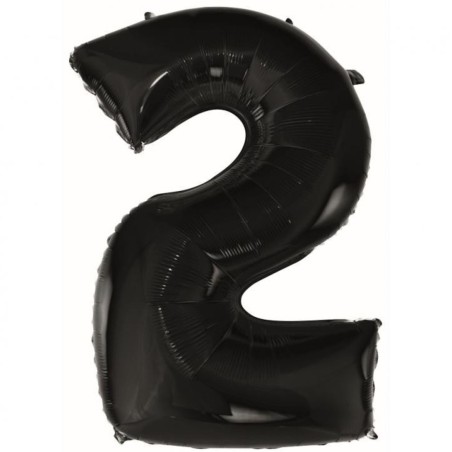 Balon foliowy czarna "cyfra 2", 36"- 92 cm /1szt