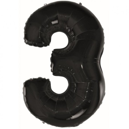 Balon foliowy czarna "cyfra 3", 36"- 92 cm /1szt