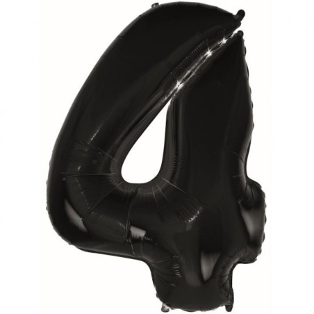 Balon foliowy czarna "cyfra 4", 36"- 92 cm /1szt