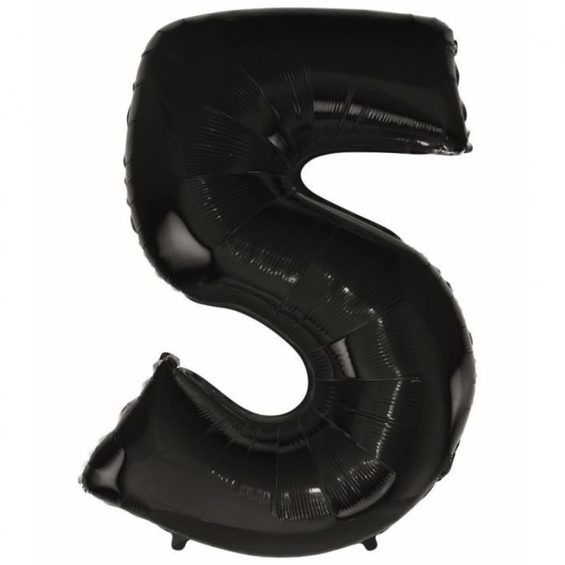 Balon foliowy czarna "cyfra 5", 36"- 92 cm /1szt