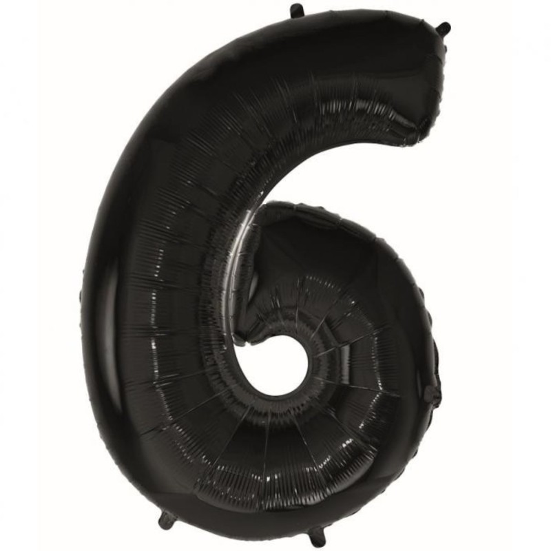 Balon foliowy czarna "cyfra 6", 36"- 92 cm /1szt