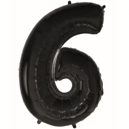 Balon foliowy czarna "cyfra 6", 36"- 92 cm /1szt