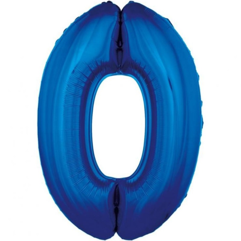 Balon foliowy niebieska "cyfra 0", 36"- 92 cm /1szt