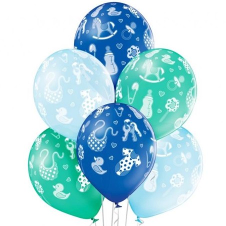 Lateksowe kolorowe Balony D11 Baby Boy - urodzinowe 6 szt. 12" - 30 cm.