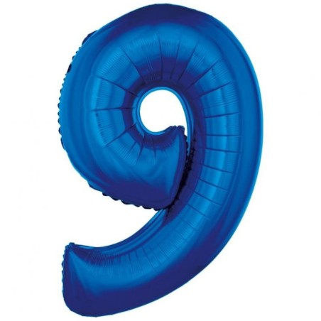 Balon foliowy niebieska "cyfra 9", 36"- 92 cm /1szt